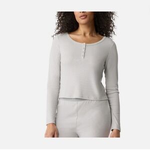 Gap GapBody Women's Long-Sleeve Rib Pajama Top - Quiet Grey Size XL NWT